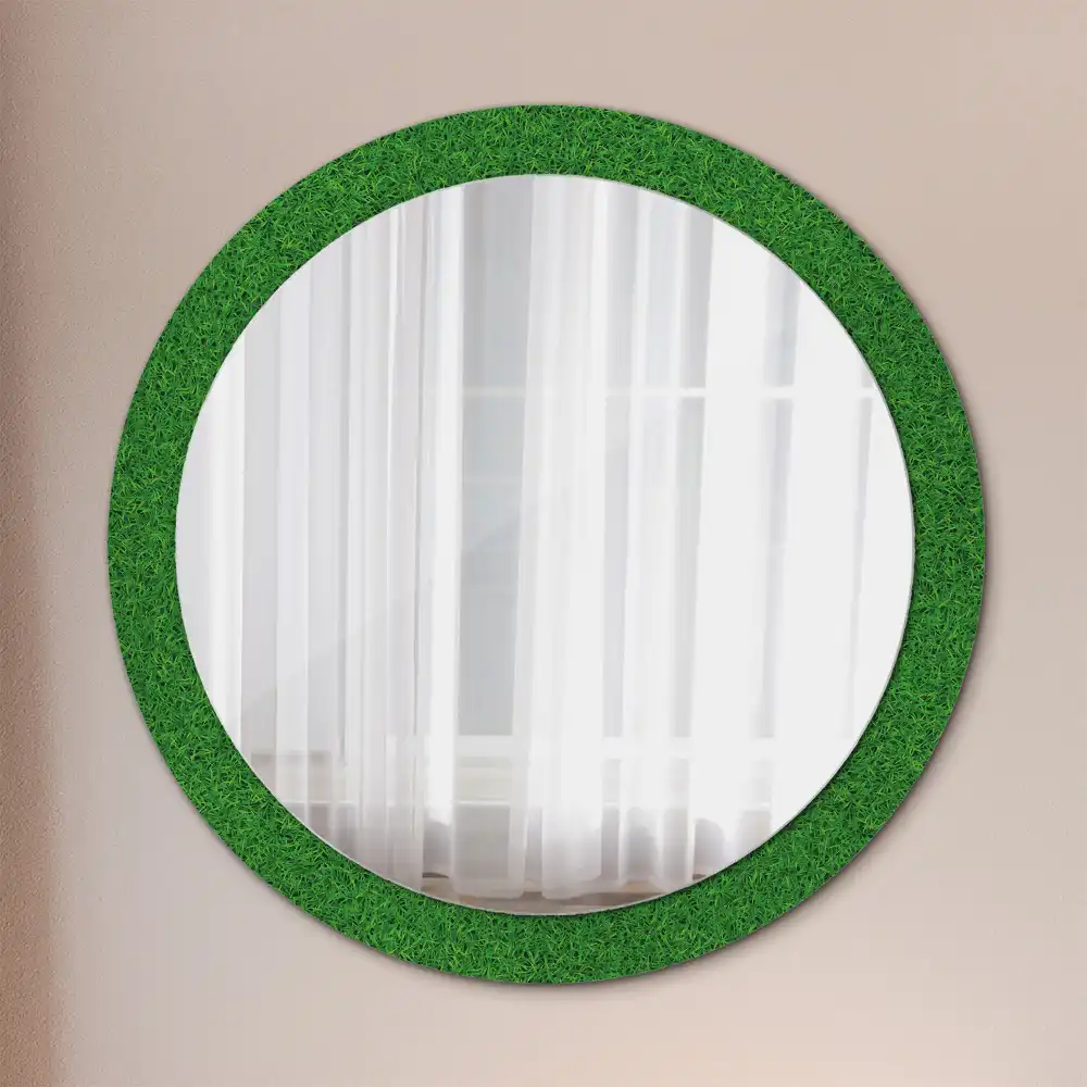 Round printed mirror Green grass