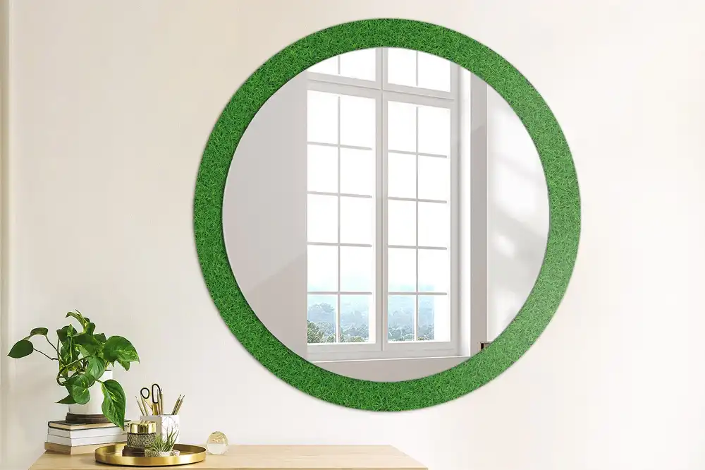 Round printed mirror Green grass