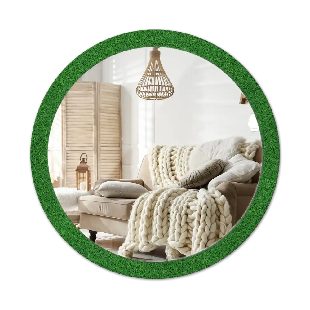 Round printed mirror Green grass