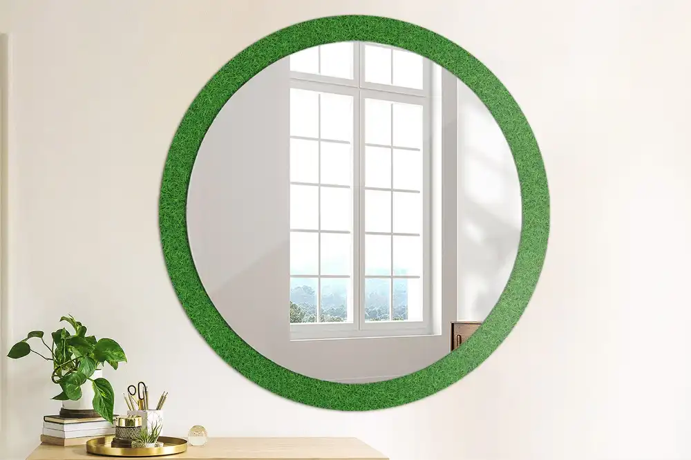 Round printed mirror Green grass