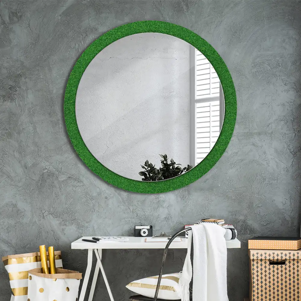 Round printed mirror Green grass