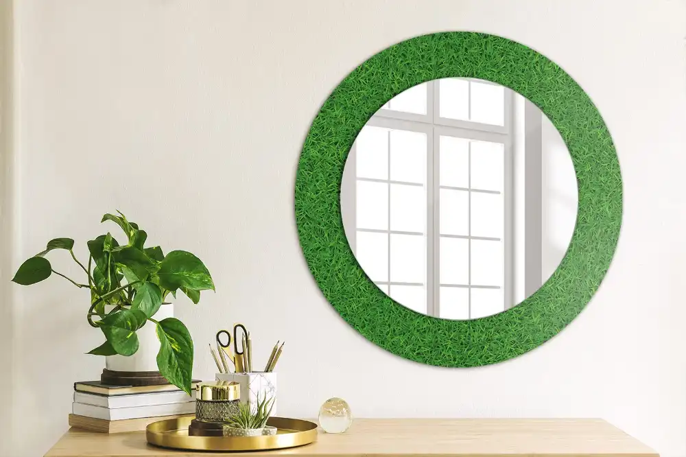 Round printed mirror Green grass