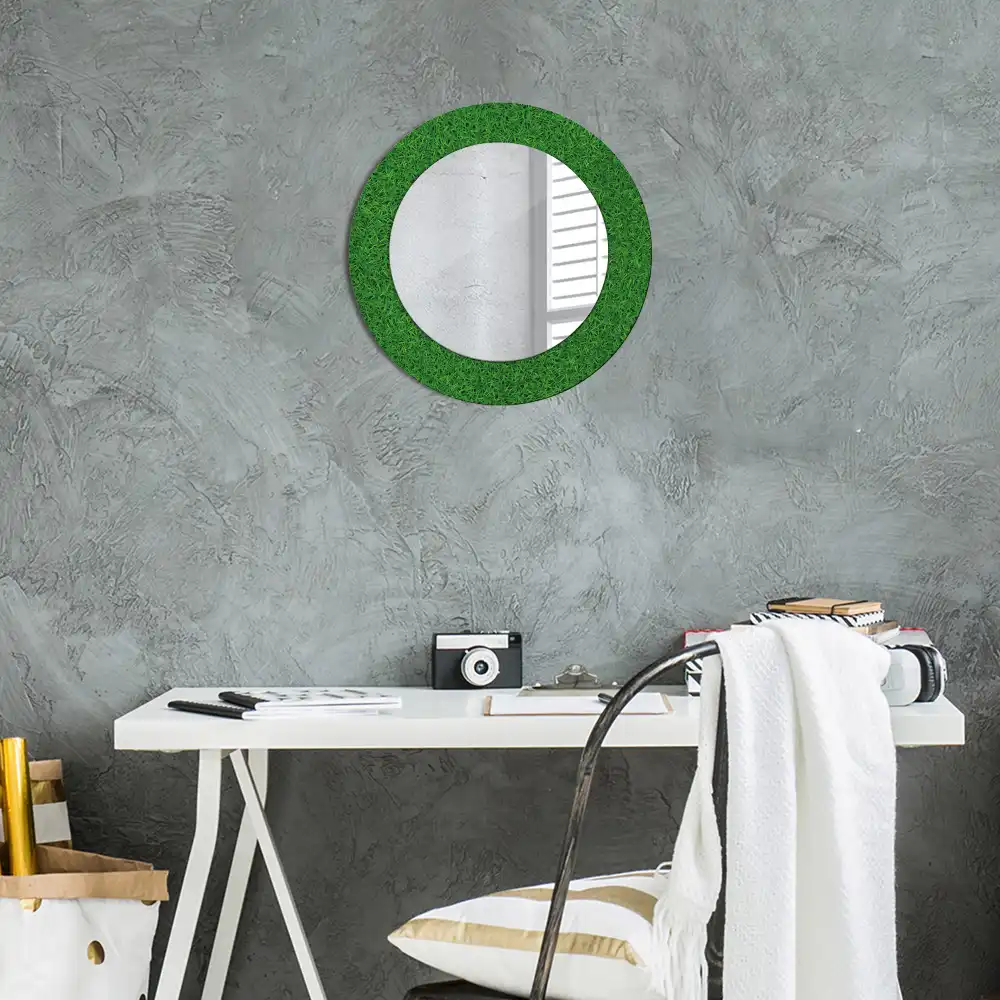 Round printed mirror Green grass