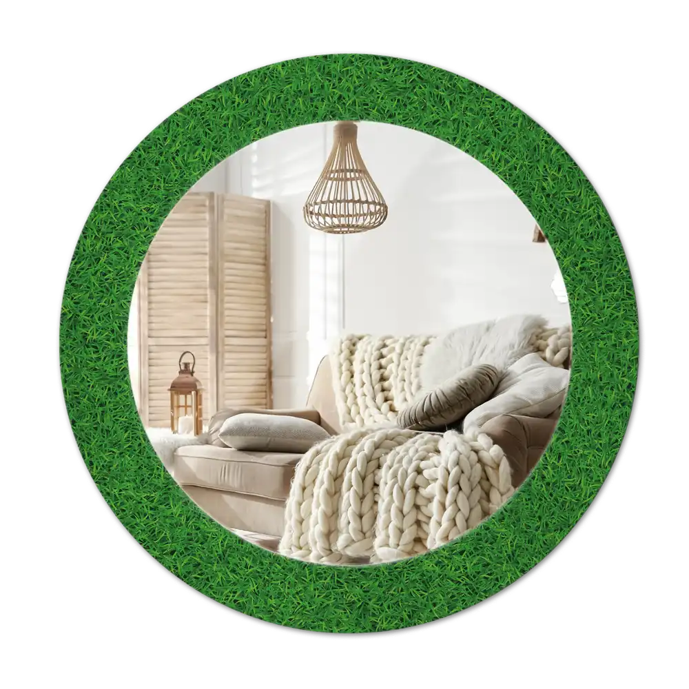 Round printed mirror Green grass
