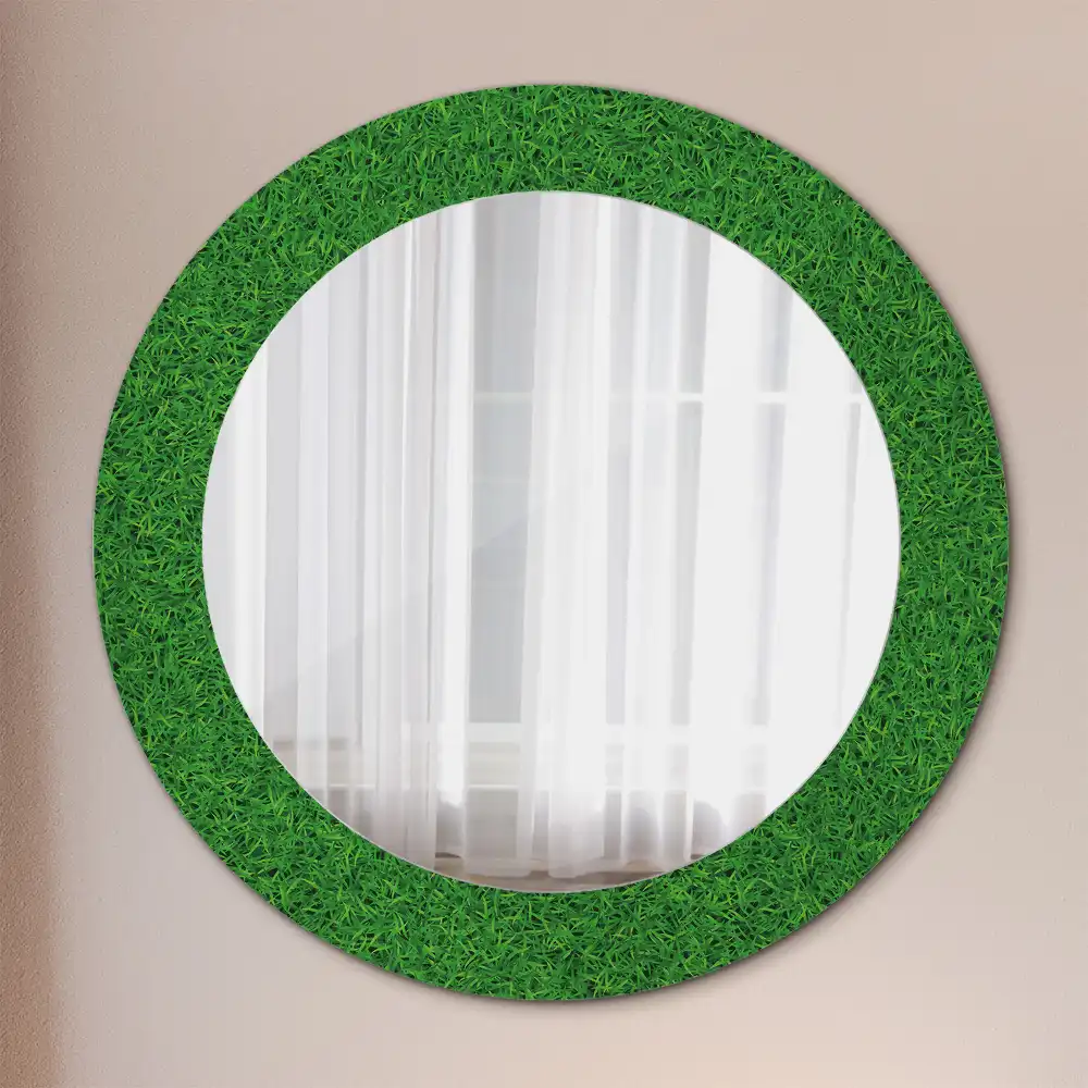 Round printed mirror Green grass