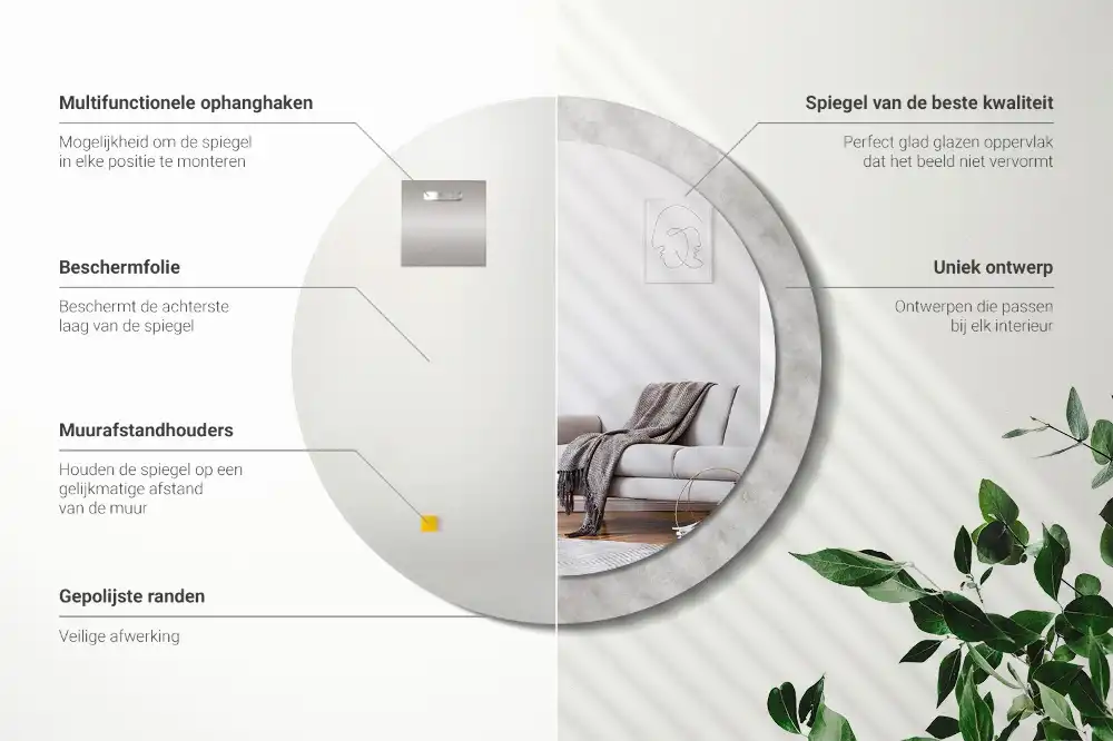 Round decorative mirror Concrete texture