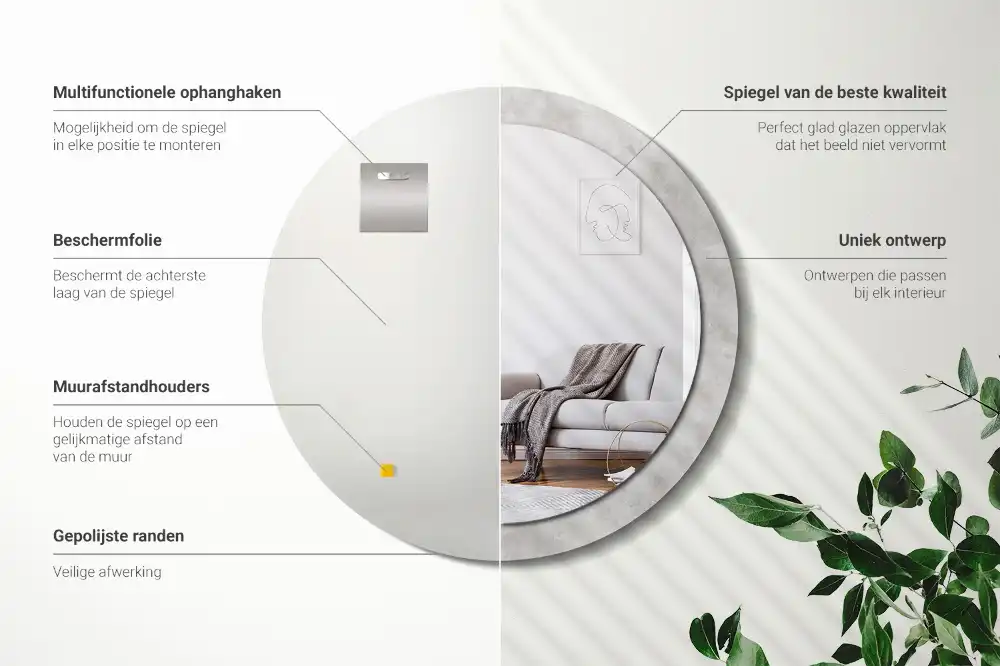 Round decorative mirror Concrete texture