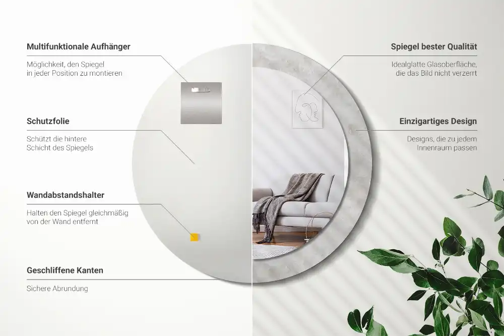 Round decorative mirror Concrete texture