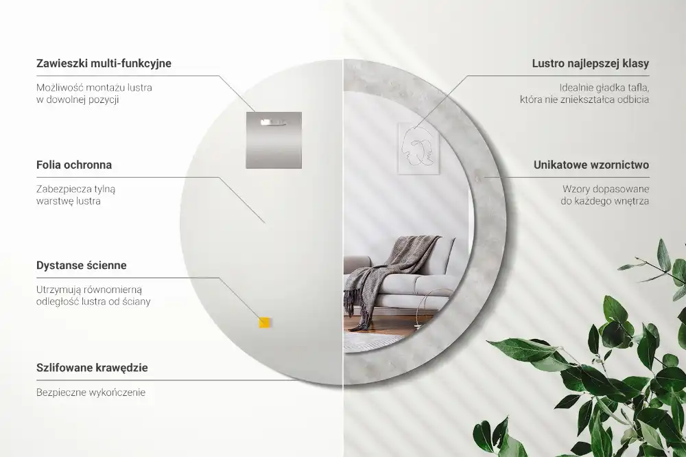 Round decorative mirror Concrete texture