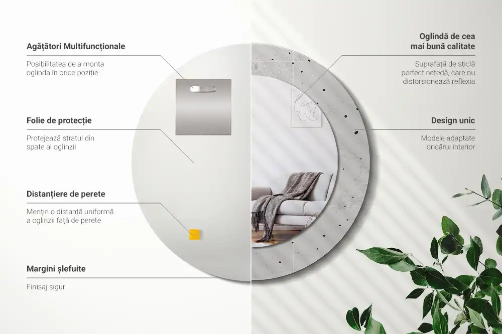 Round decorative mirror Concrete texture