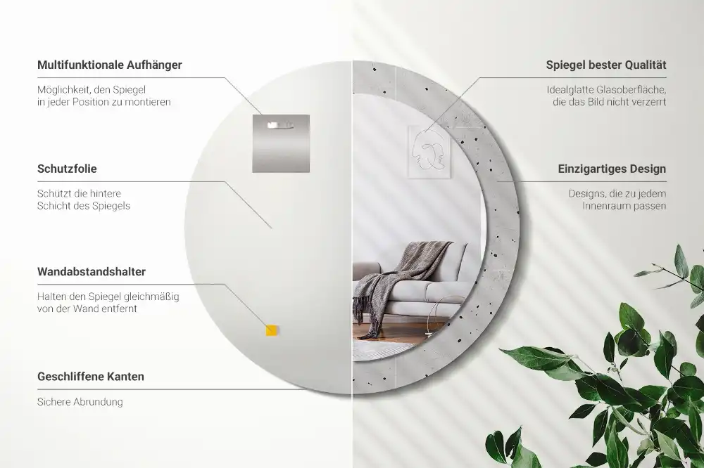 Round decorative mirror Concrete texture
