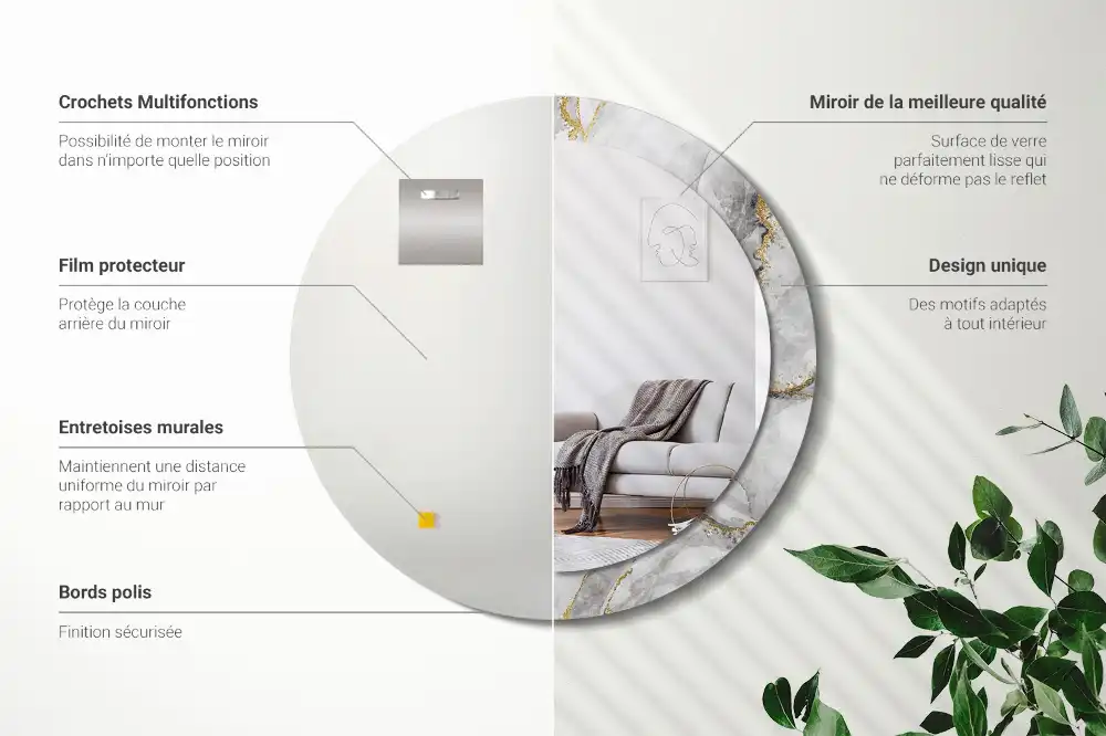 Round decorative mirror Marble pattern