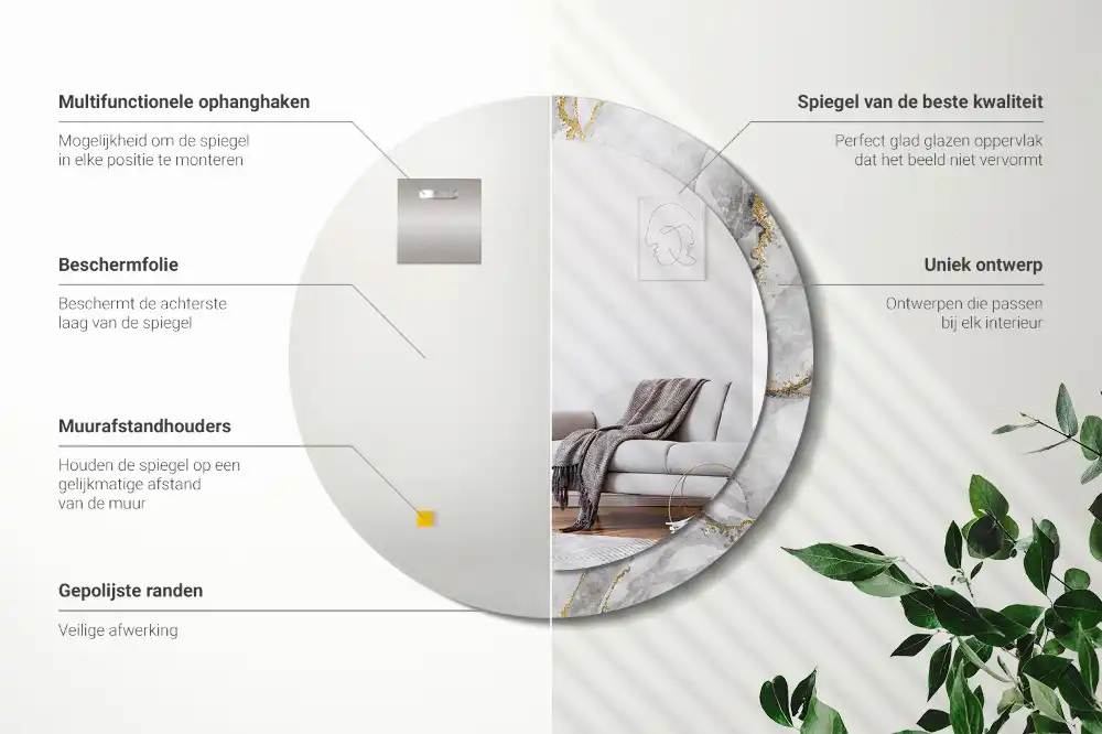 Round decorative mirror Marble pattern