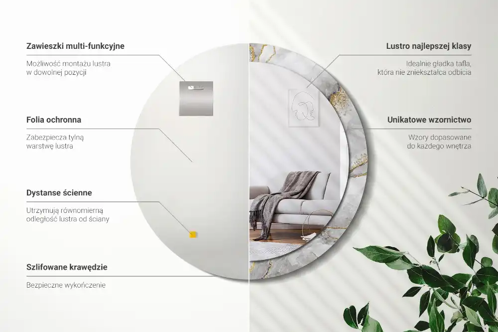 Round decorative mirror Marble pattern