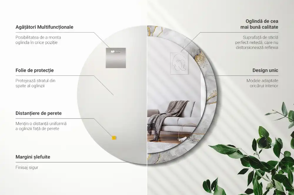 Round decorative mirror Marble pattern