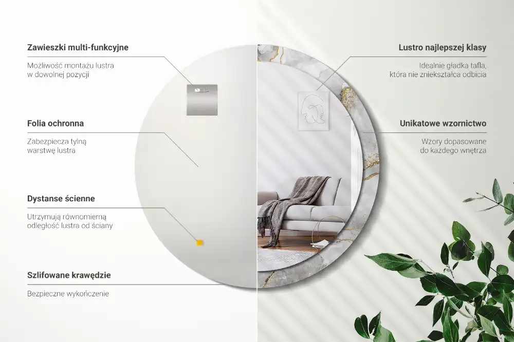 Round decorative mirror Marble pattern
