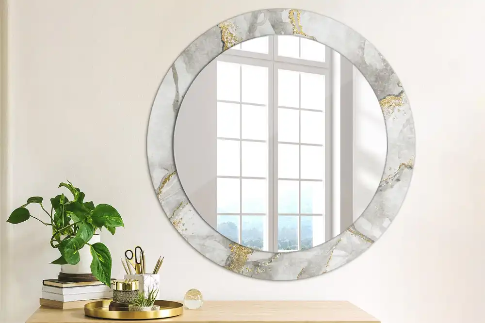 Round decorative mirror Marble pattern