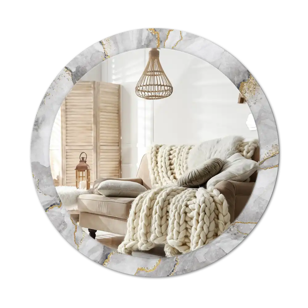 Round decorative mirror Marble pattern