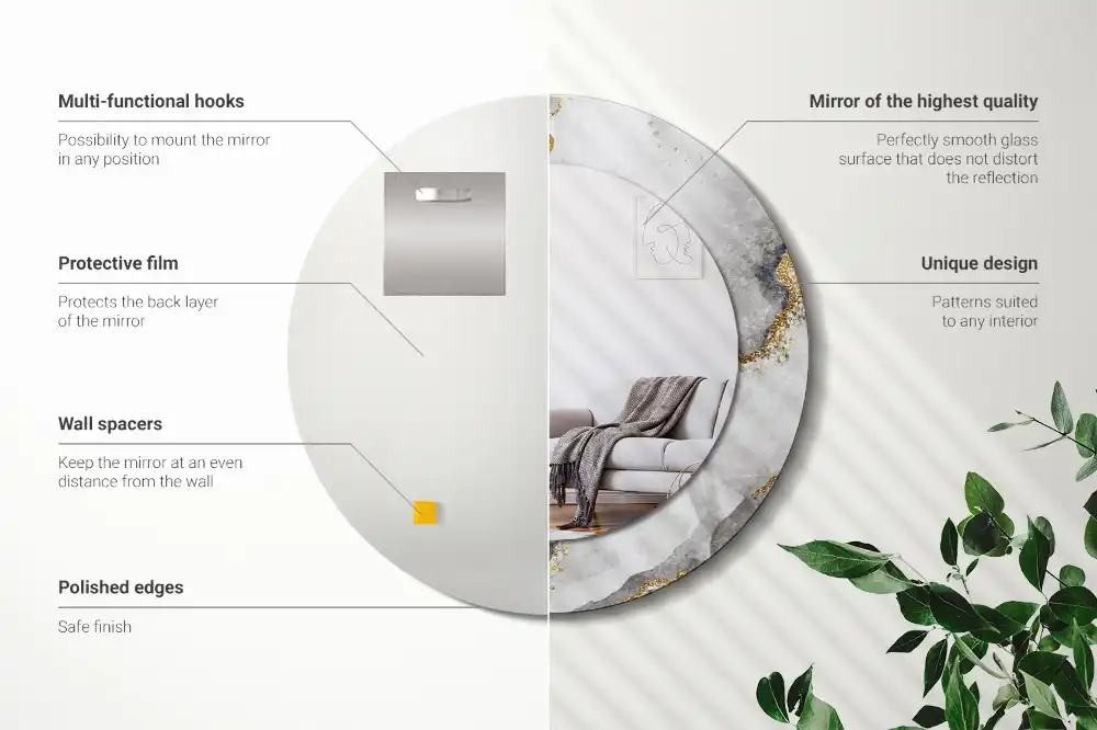Round decorative mirror Marble pattern