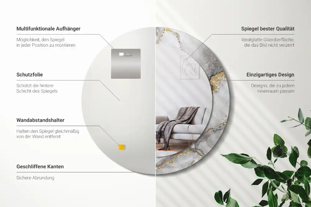 Round decorative mirror Marble pattern