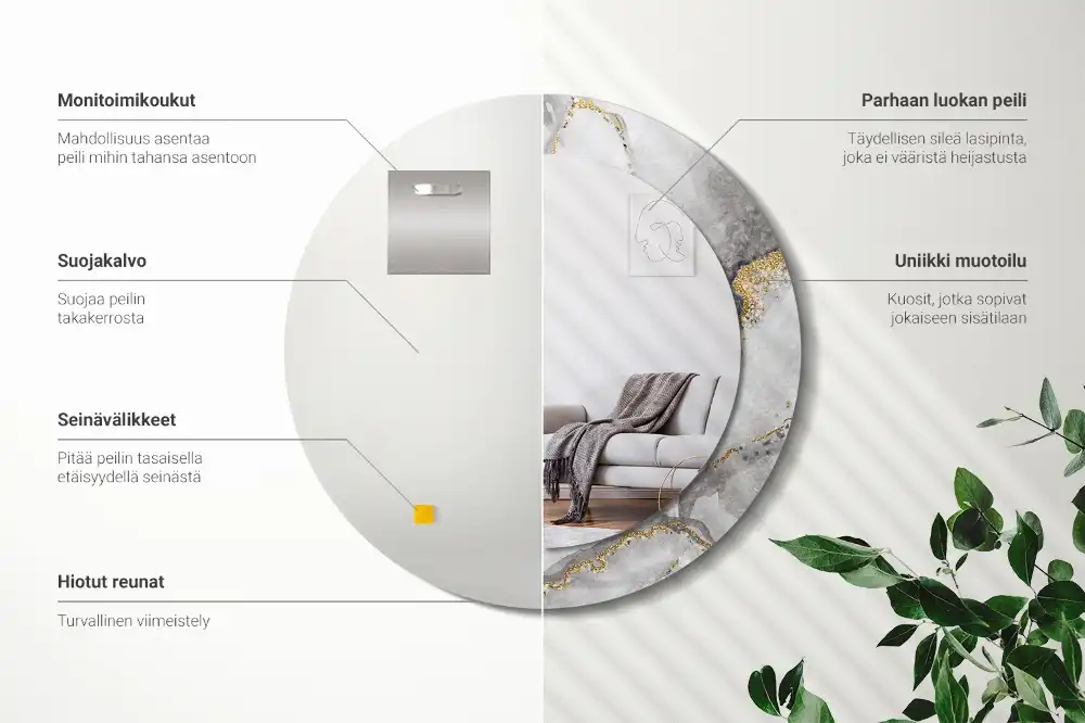 Round decorative mirror Marble pattern