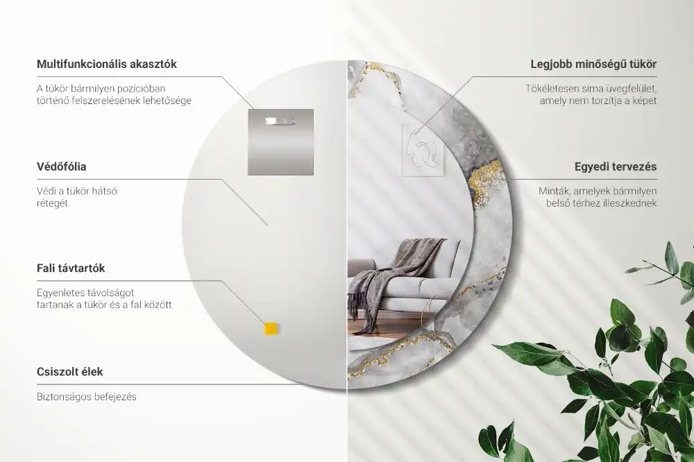 Round decorative mirror Marble pattern