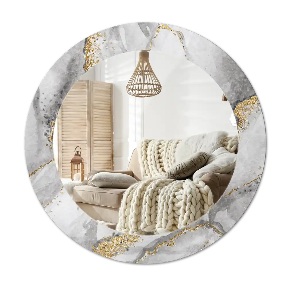 Round decorative mirror Marble pattern
