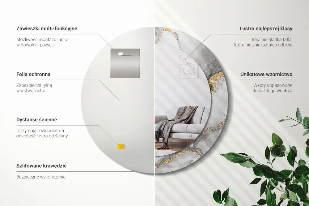 Round decorative mirror Marble pattern