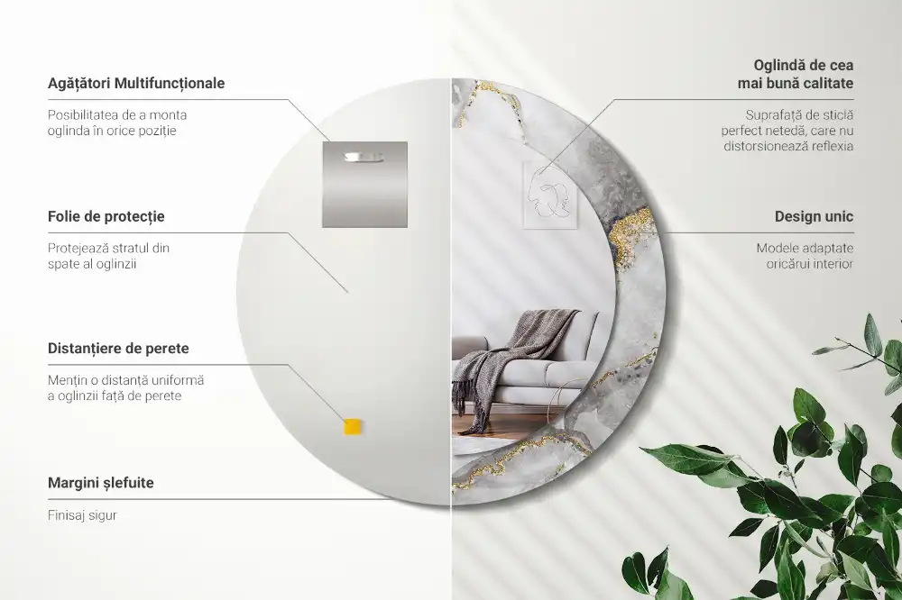 Round decorative mirror Marble pattern