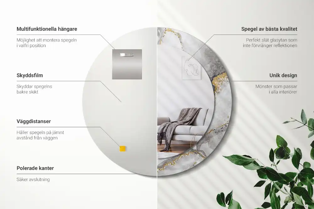 Round decorative mirror Marble pattern