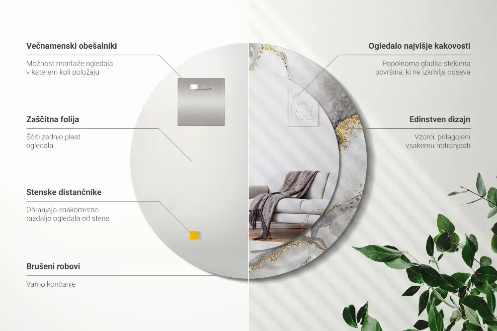 Round decorative mirror Marble pattern