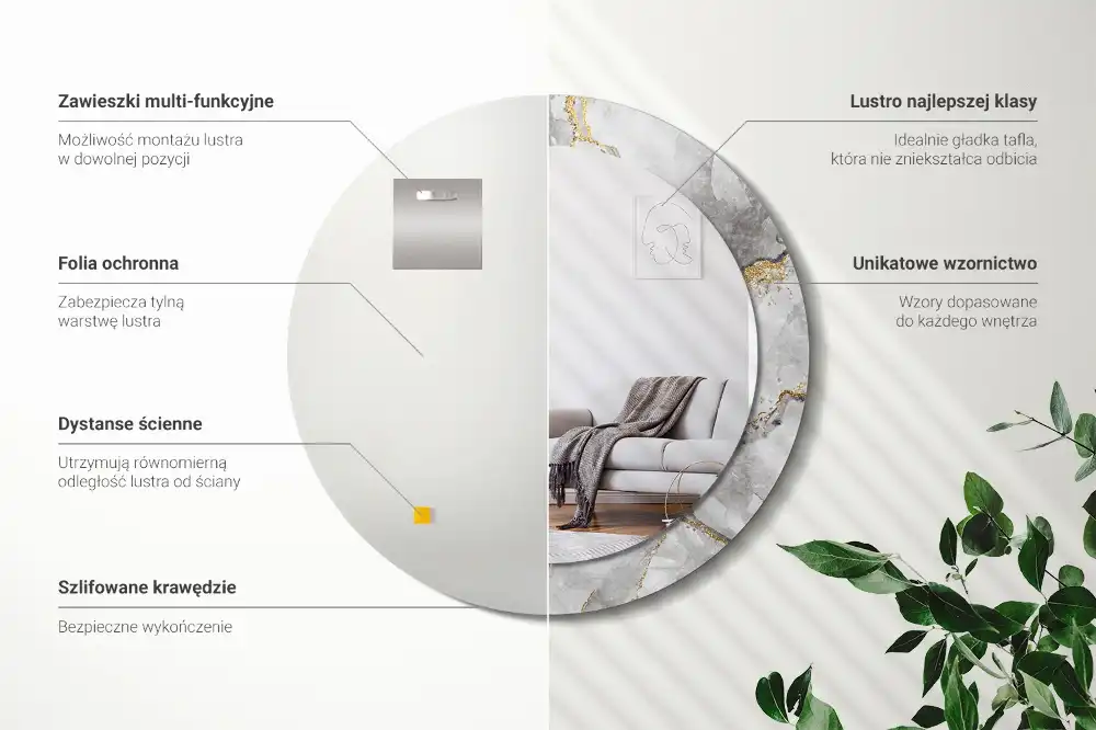 Round decorative mirror Marble pattern