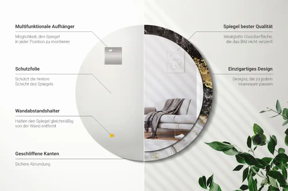 Round wall mirror decor Marble loft