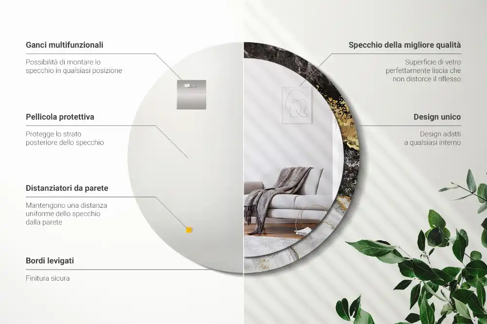 Round wall mirror decor Marble loft