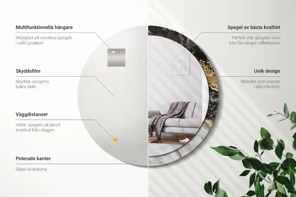 Round wall mirror decor Marble loft