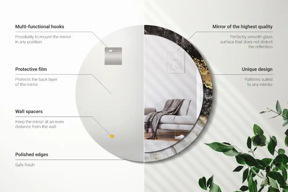Round wall mirror decor Marble loft