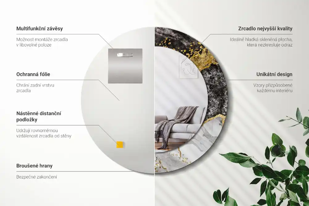 Round wall mirror decor Marble loft