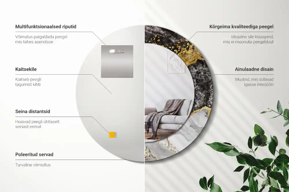 Round wall mirror decor Marble loft