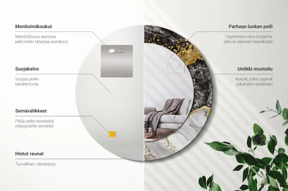 Round wall mirror decor Marble loft