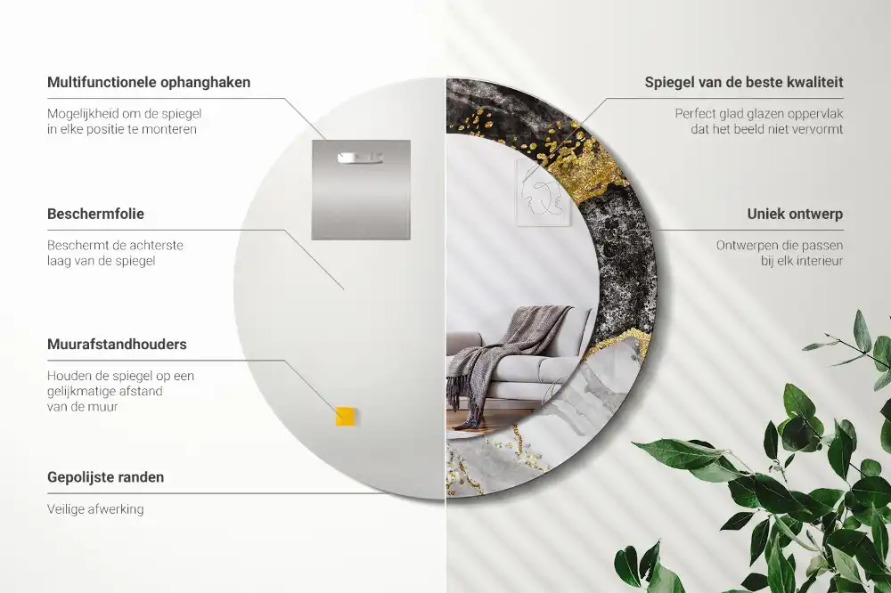 Round wall mirror decor Marble loft