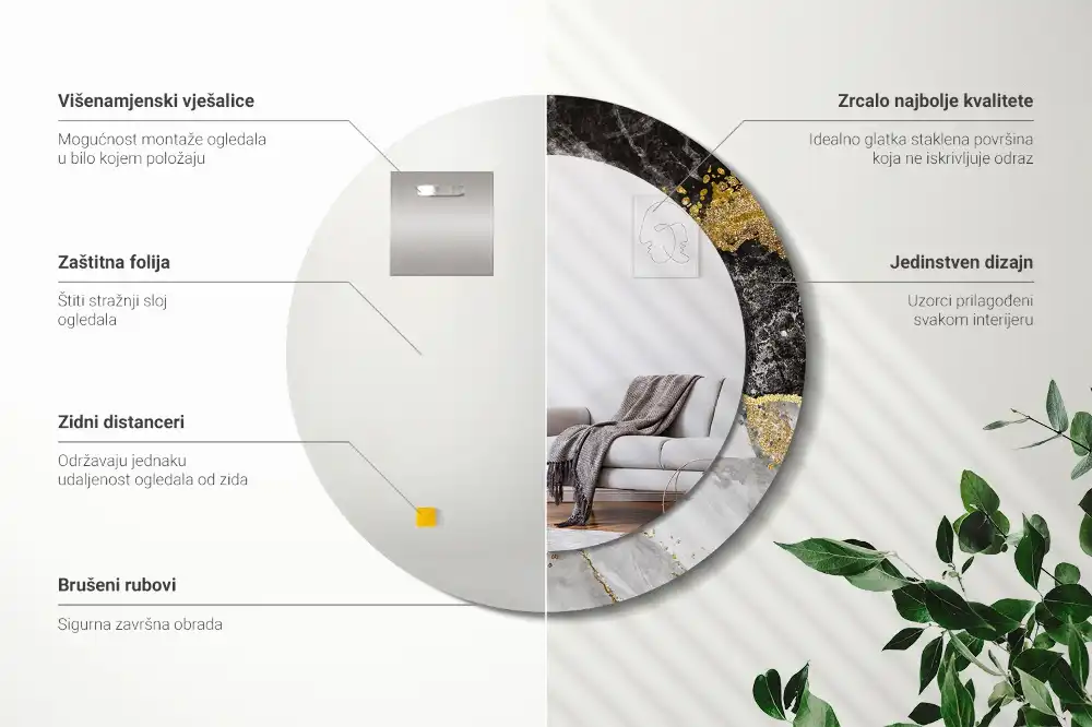 Round wall mirror decor Marble loft