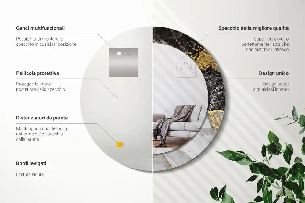 Round wall mirror decor Marble loft