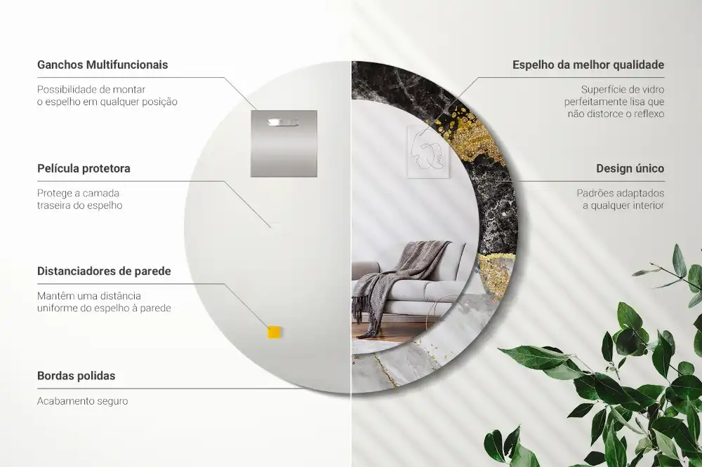 Round wall mirror decor Marble loft