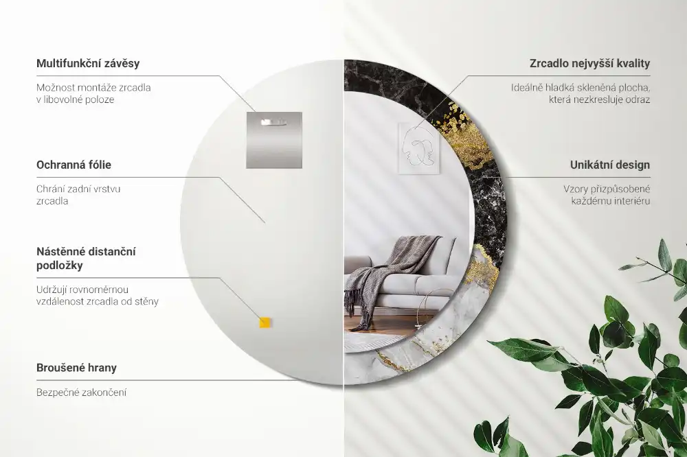 Round wall mirror decor Marble loft