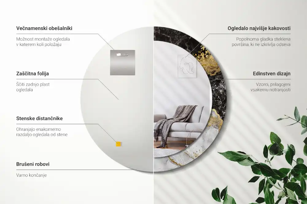 Round wall mirror decor Marble loft