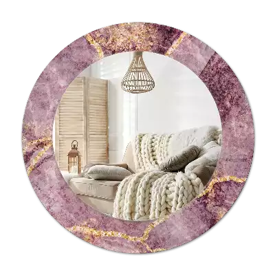 Round mirror frame with print Imitation marble