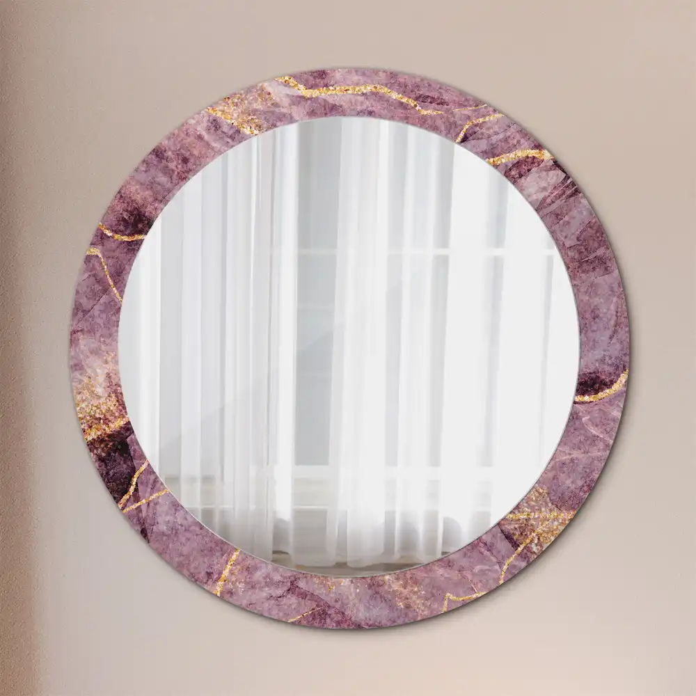 Round mirror frame with print Imitation marble