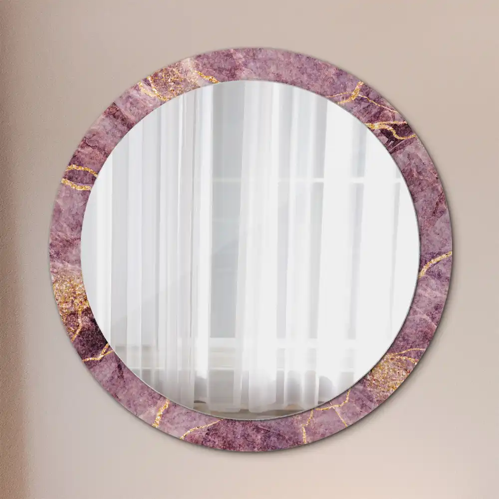 Round mirror frame with print Imitation marble