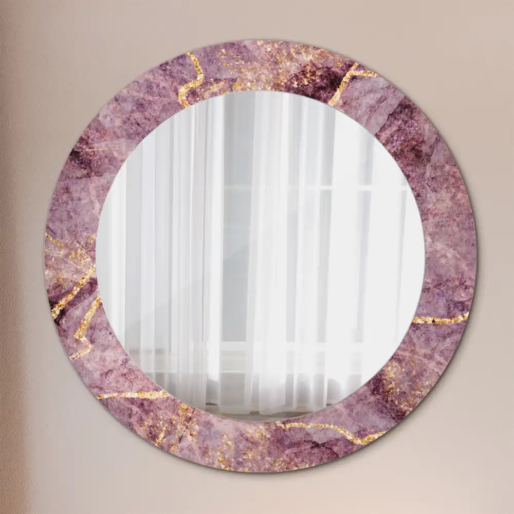 Round mirror frame with print Imitation marble