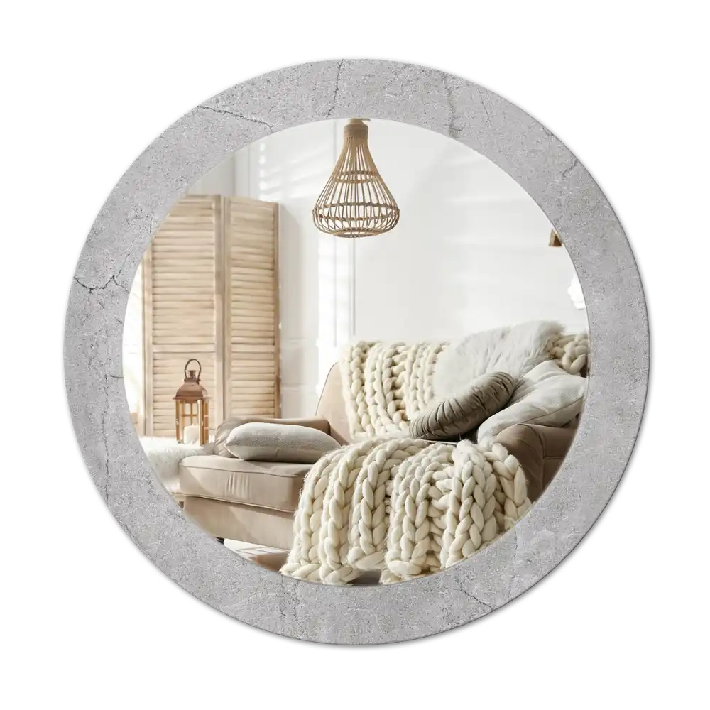 Round printed mirror Gray cement